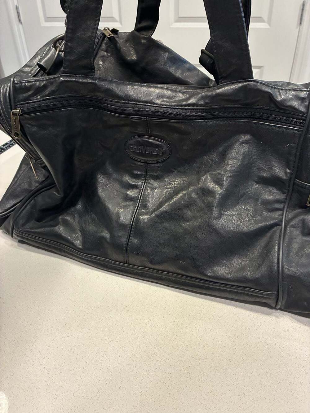 Vintage 1996 Converse Black Leather Duffle Bag Crossbody